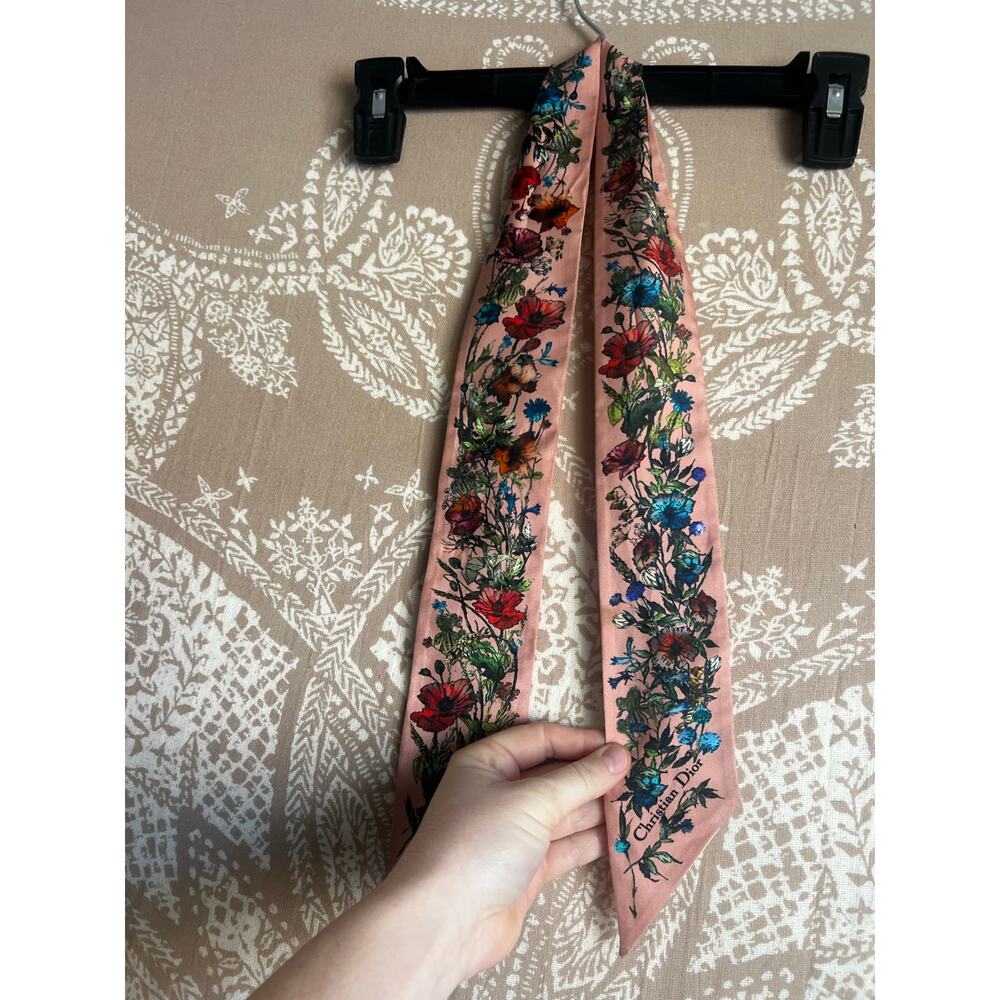 Christian Dior Pink D-Millefiori Mitzah Printed Silk Bandeau Scarf - Picture 3 of 9